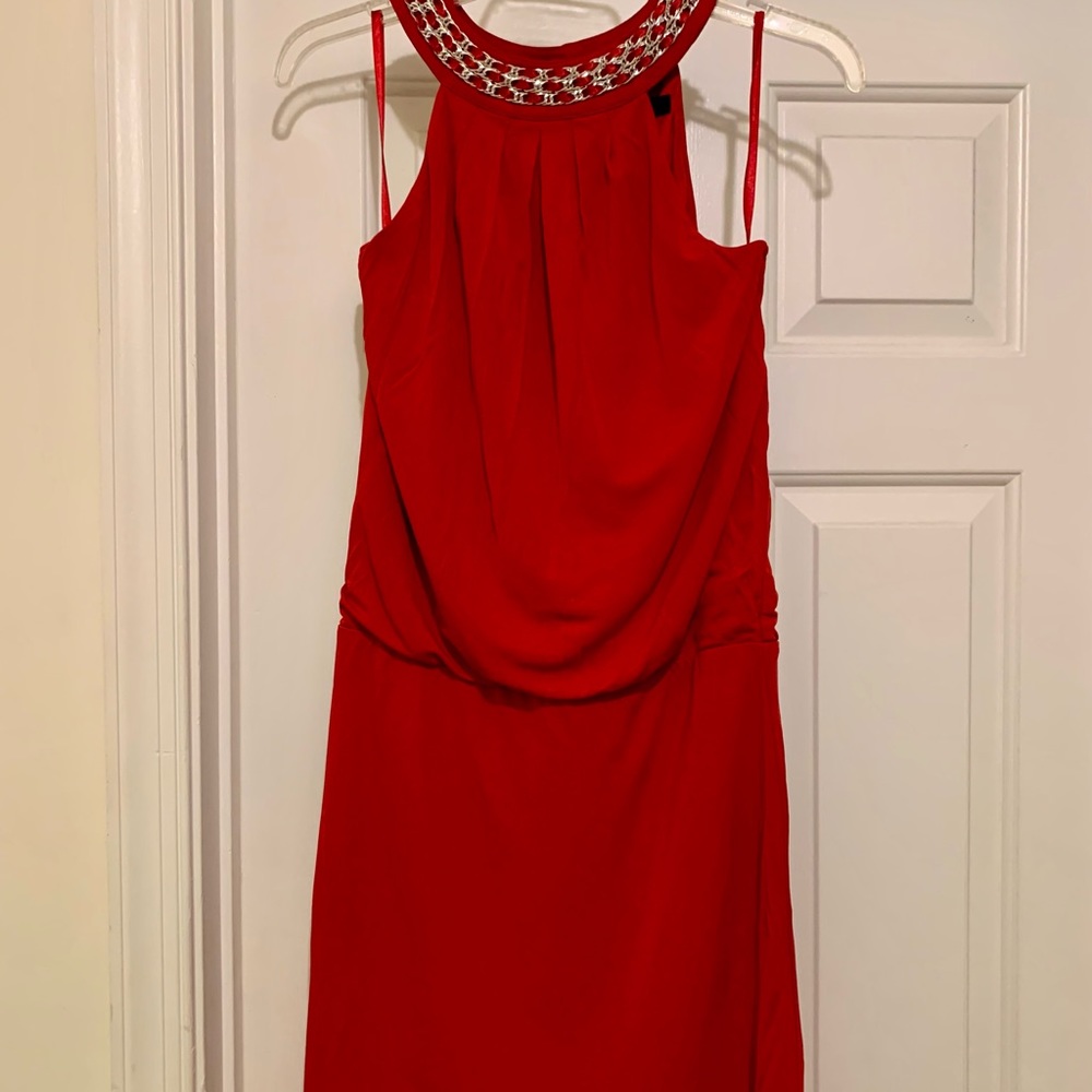 White House Black Market XS - Red Chained Neck Dress